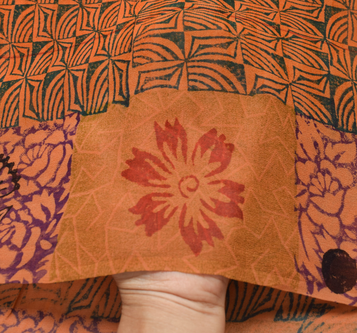 Sushila Vintage Floral Saree 100% Pure Georgette Silk Printed Craft Fabric