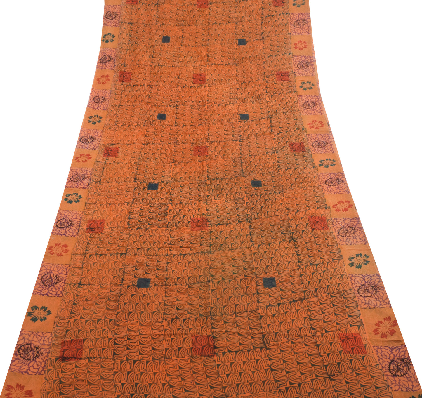 Sushila Vintage Floral Saree 100% Pure Georgette Silk Printed Craft Fabric