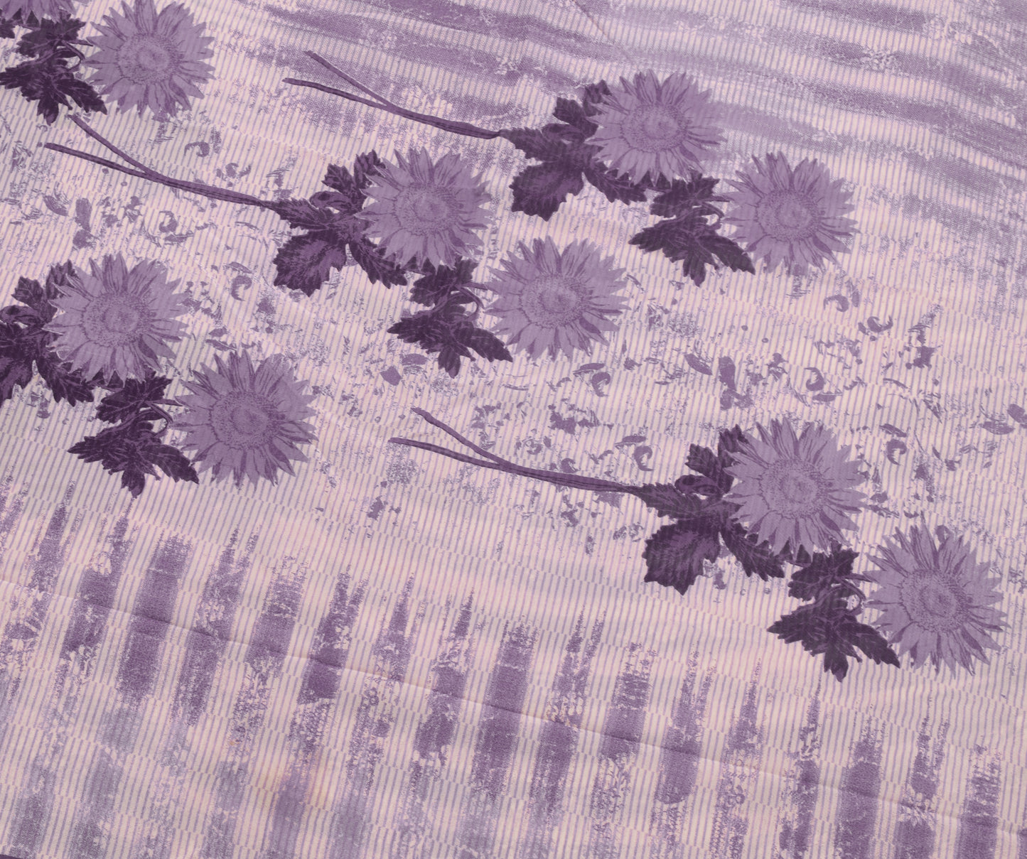 Sushila Vintage Purple Floral Saree 100%Pure Georgette Silk Printed Craft Fabric