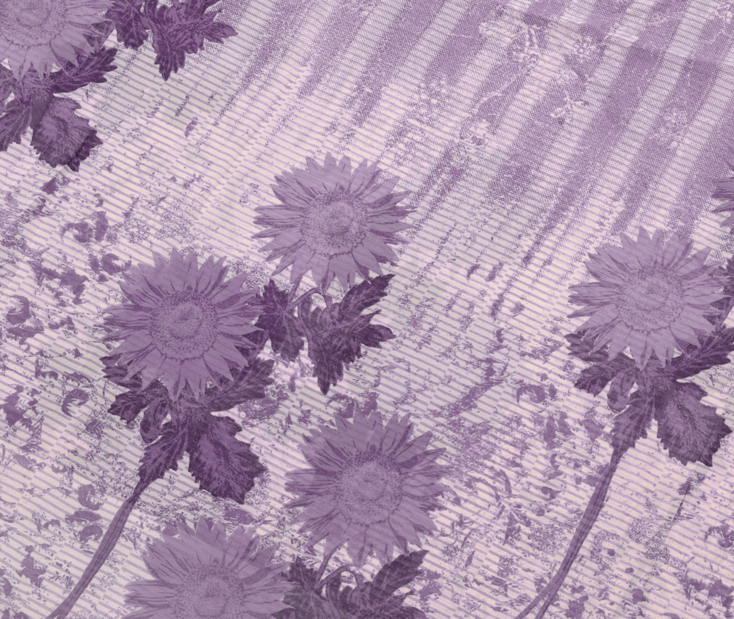 Sushila Vintage Purple Floral Saree 100%Pure Georgette Silk Printed Craft Fabric