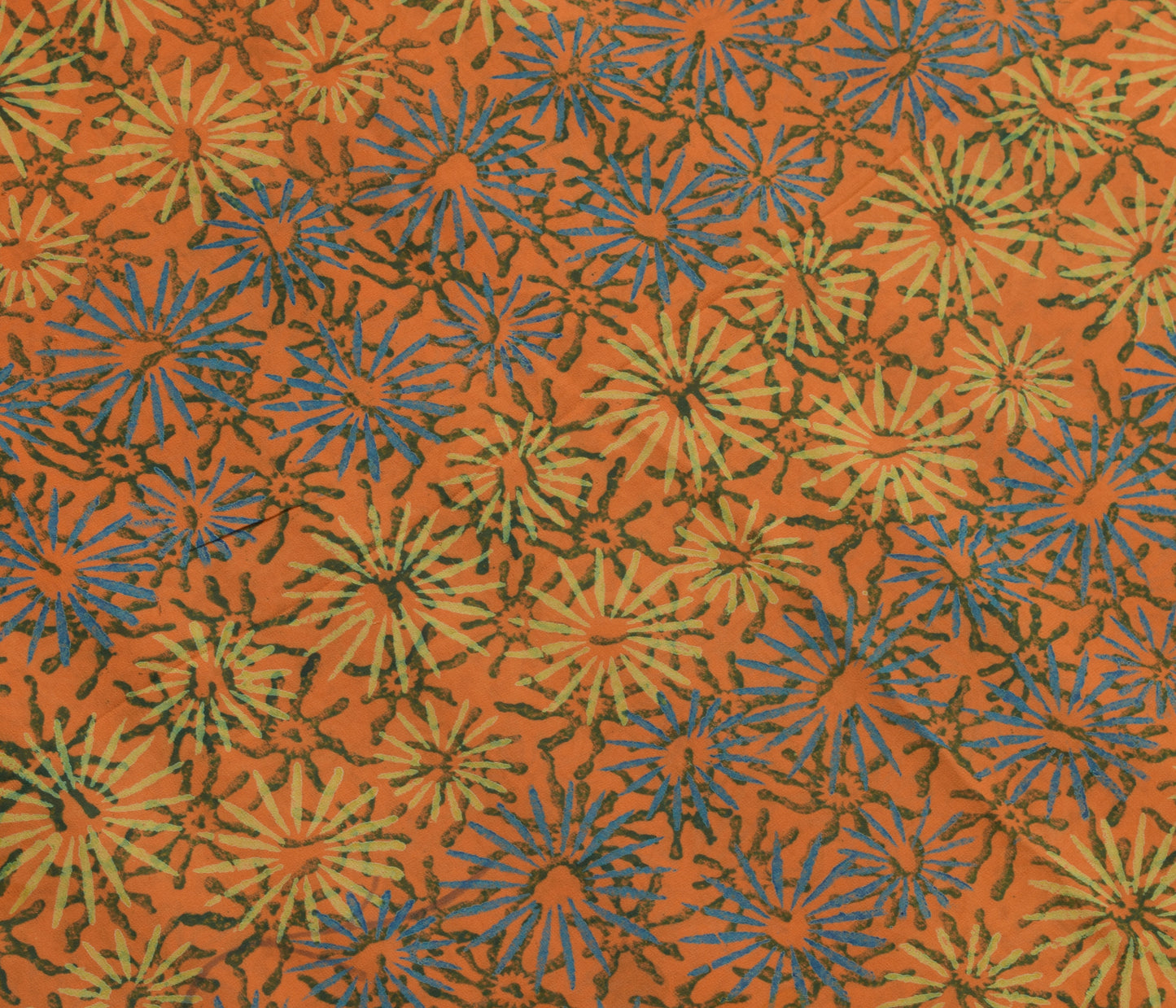 Sushila Vintage Saree 100% Pure Georgette Silk Printed Rust Floral Craft Fabric