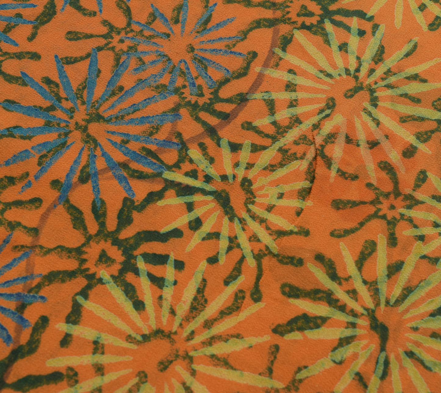 Sushila Vintage Saree 100% Pure Georgette Silk Printed Rust Floral Craft Fabric