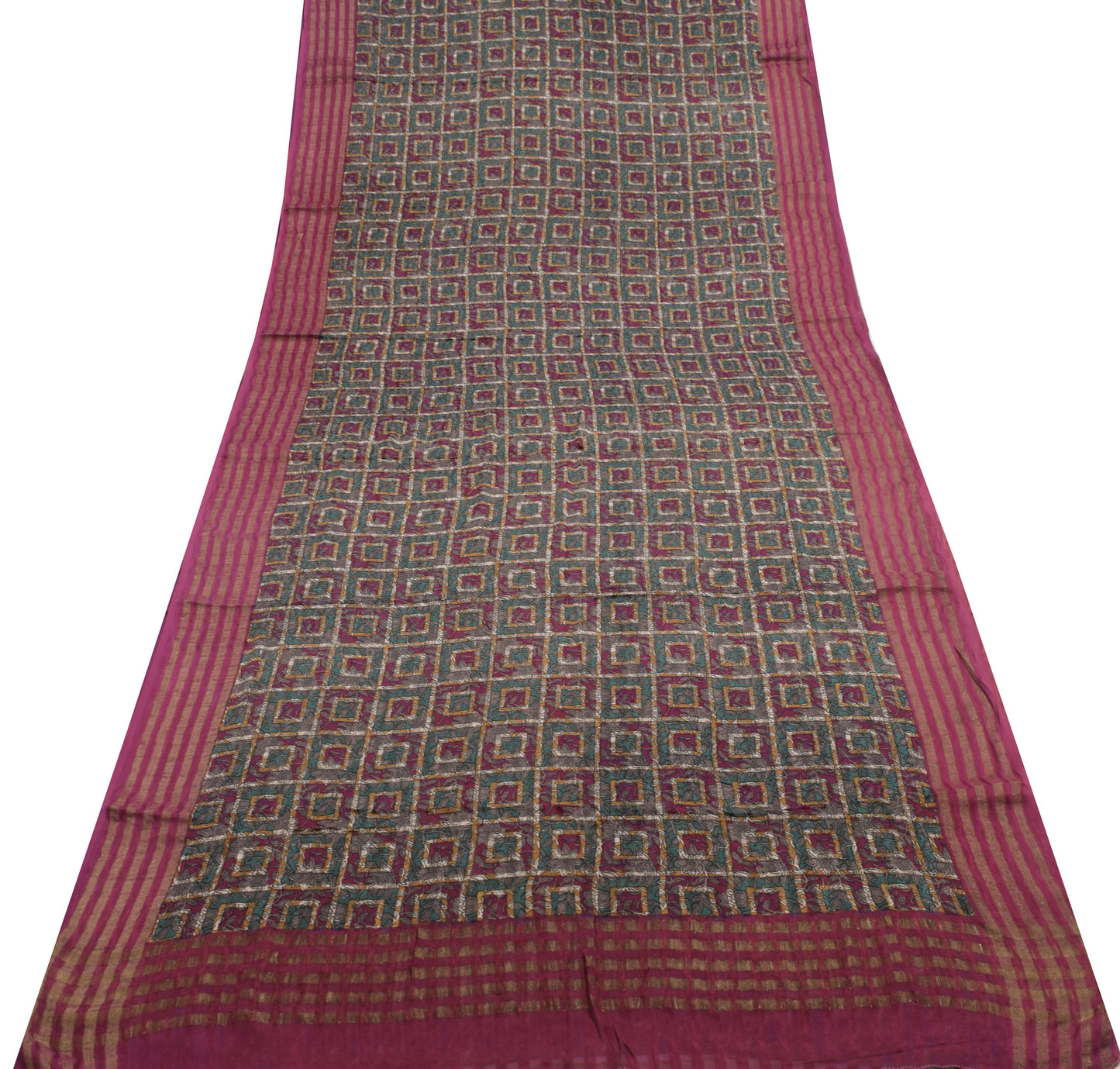 Sushila Vintage Purple Saree 100%Pure Georgette Silk Floral Printed&Woven Fabric