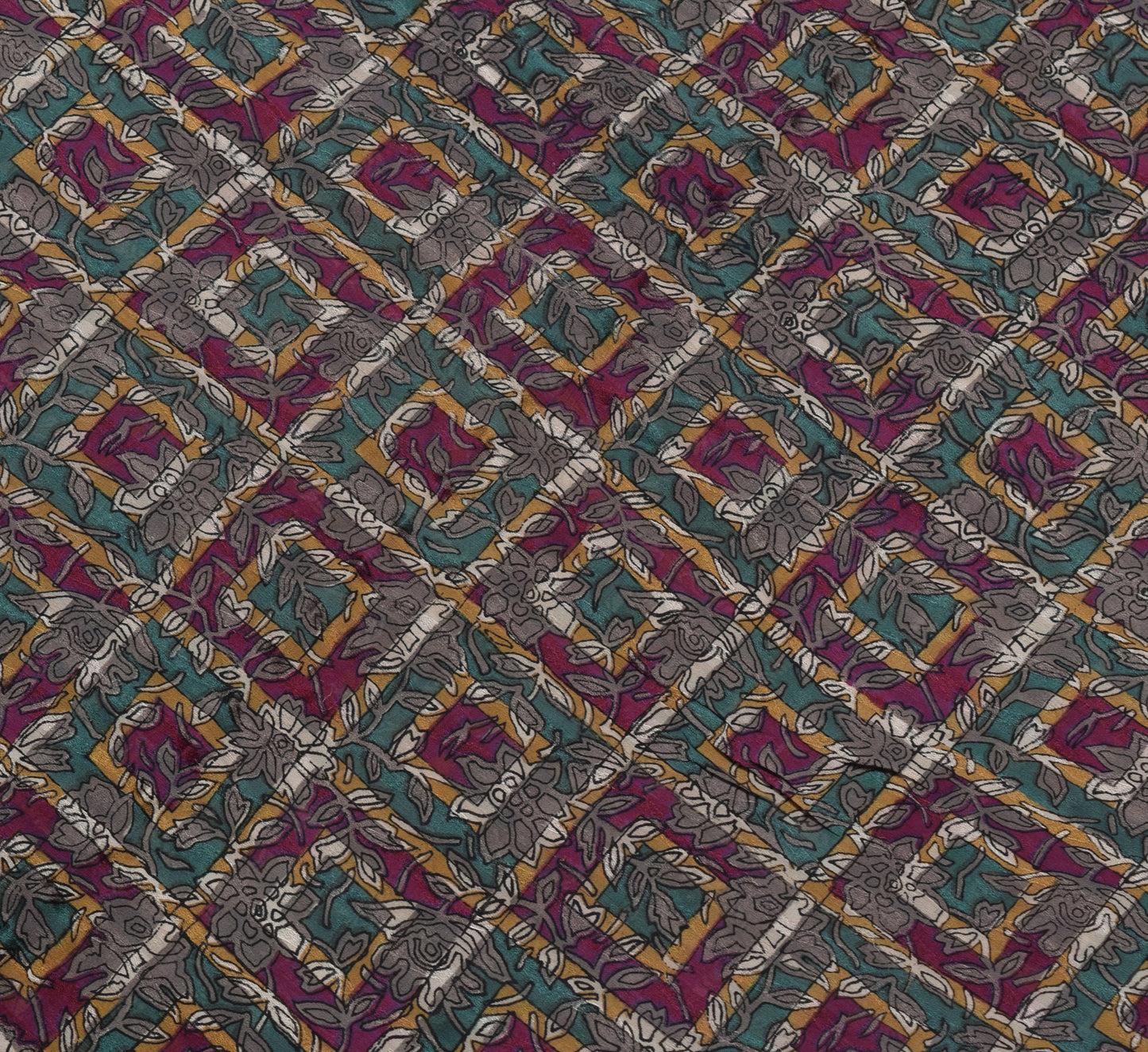 Sushila Vintage Purple Saree 100%Pure Georgette Silk Floral Printed&Woven Fabric