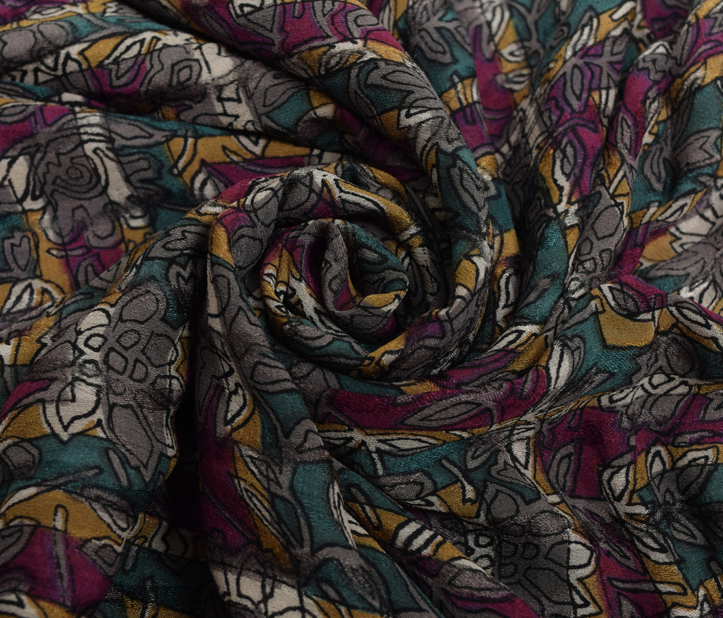 Sushila Vintage Purple Saree 100%Pure Georgette Silk Floral Printed&Woven Fabric