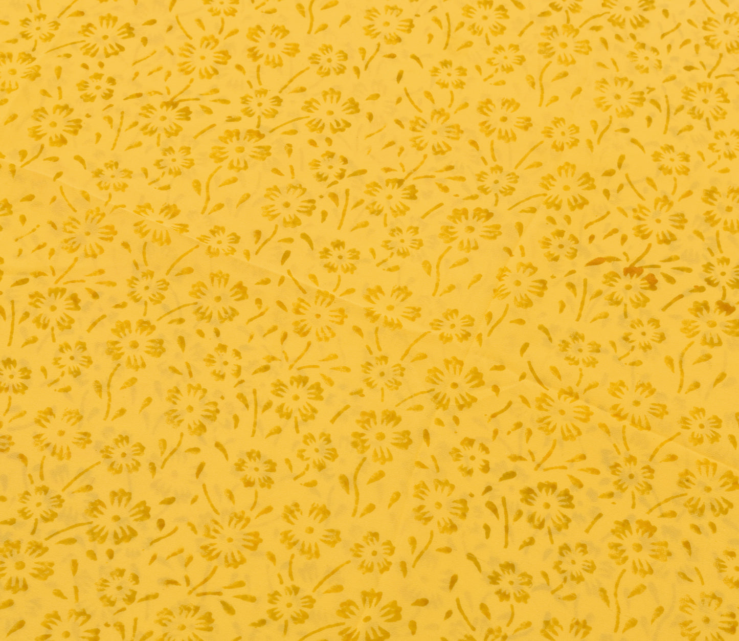 Sushila Vintage Saree 100%Pure Georgette Silk Printed Yellow Floral Craft Fabric