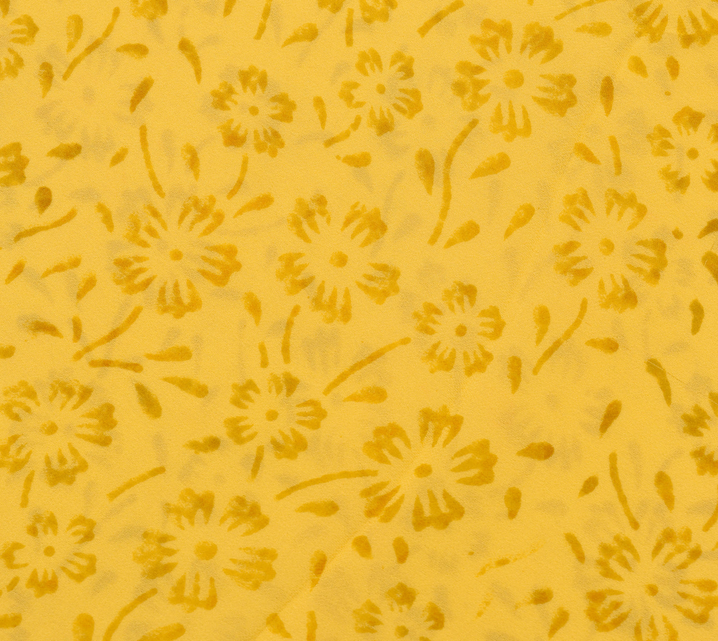 Sushila Vintage Saree 100%Pure Georgette Silk Printed Yellow Floral Craft Fabric