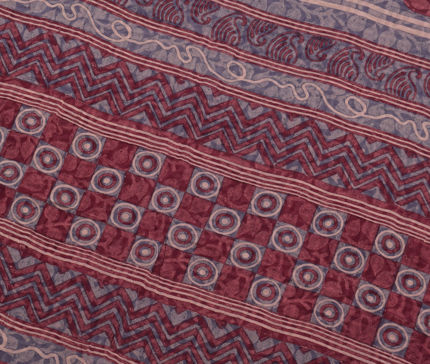 Sushila Vintage Indian Saree 100% Pure Georgette Silk Printed 5 YD Craft Fabric