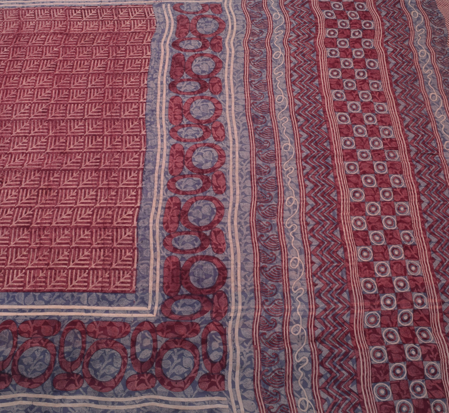 Sushila Vintage Indian Saree 100% Pure Georgette Silk Printed 5 YD Craft Fabric