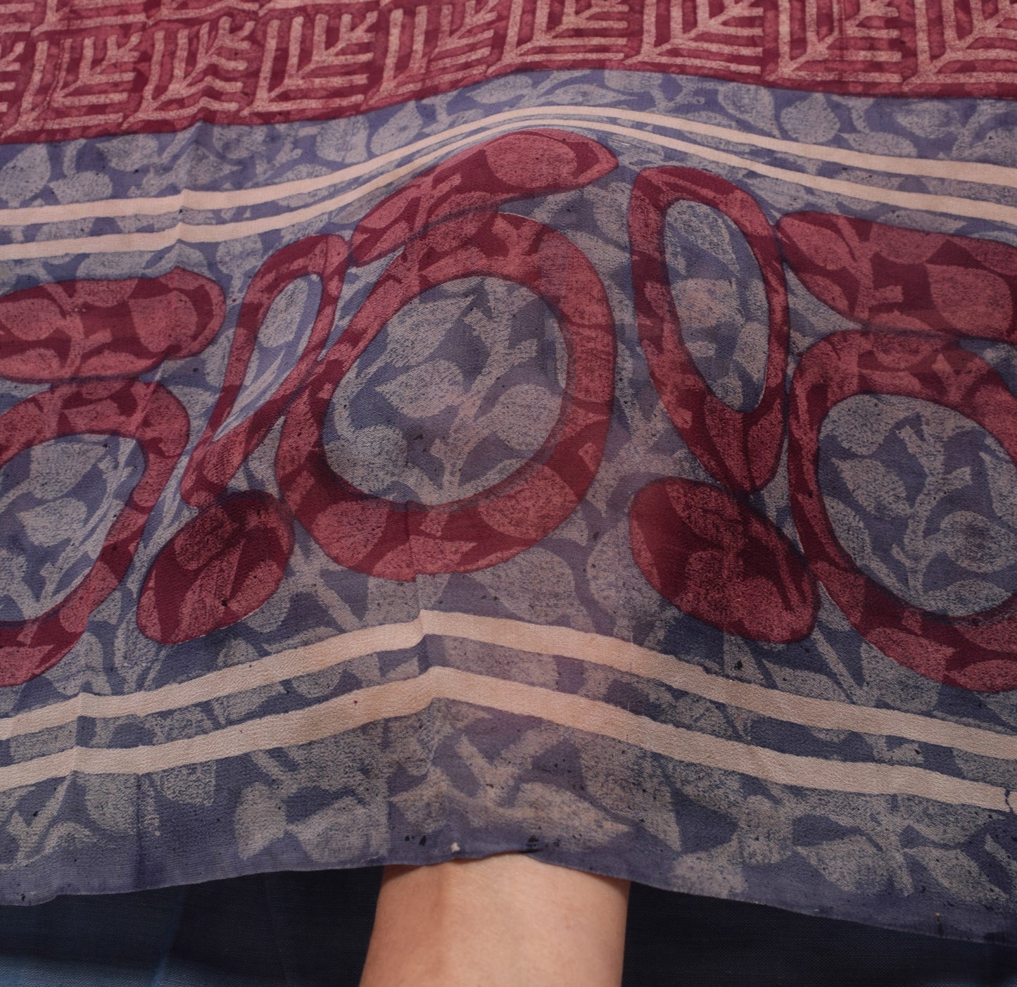 Sushila Vintage Indian Saree 100% Pure Georgette Silk Printed 5 YD Craft Fabric