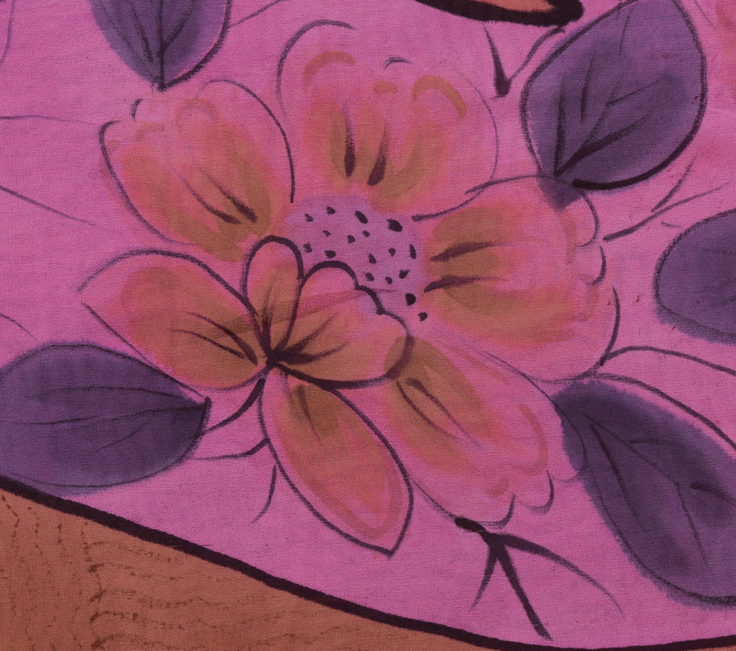 Sushila Vintage Brown Saree 100% Pure Georgette Silk Printed 5 YD Craft Fabric