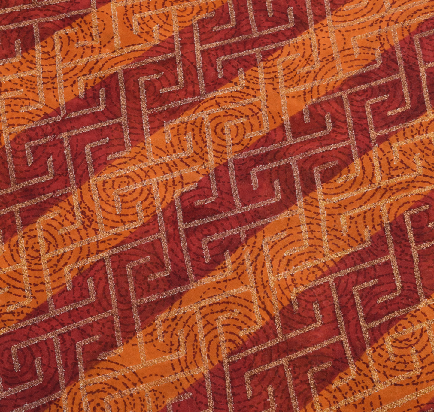Sushila Vintage MaroonSaree 100% Pure Georgette Silk Hand Block Printed Fabric