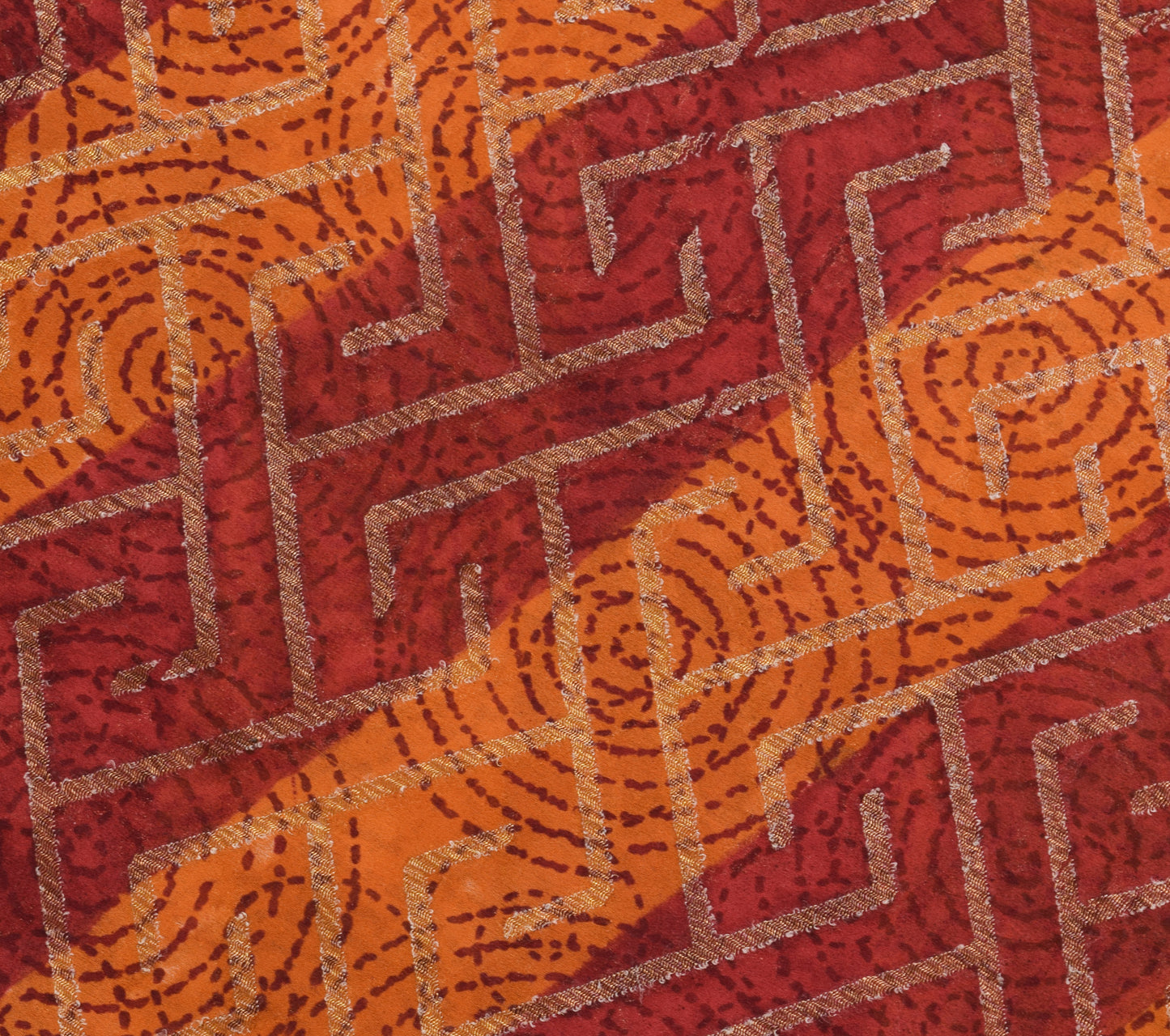 Sushila Vintage MaroonSaree 100% Pure Georgette Silk Hand Block Printed Fabric