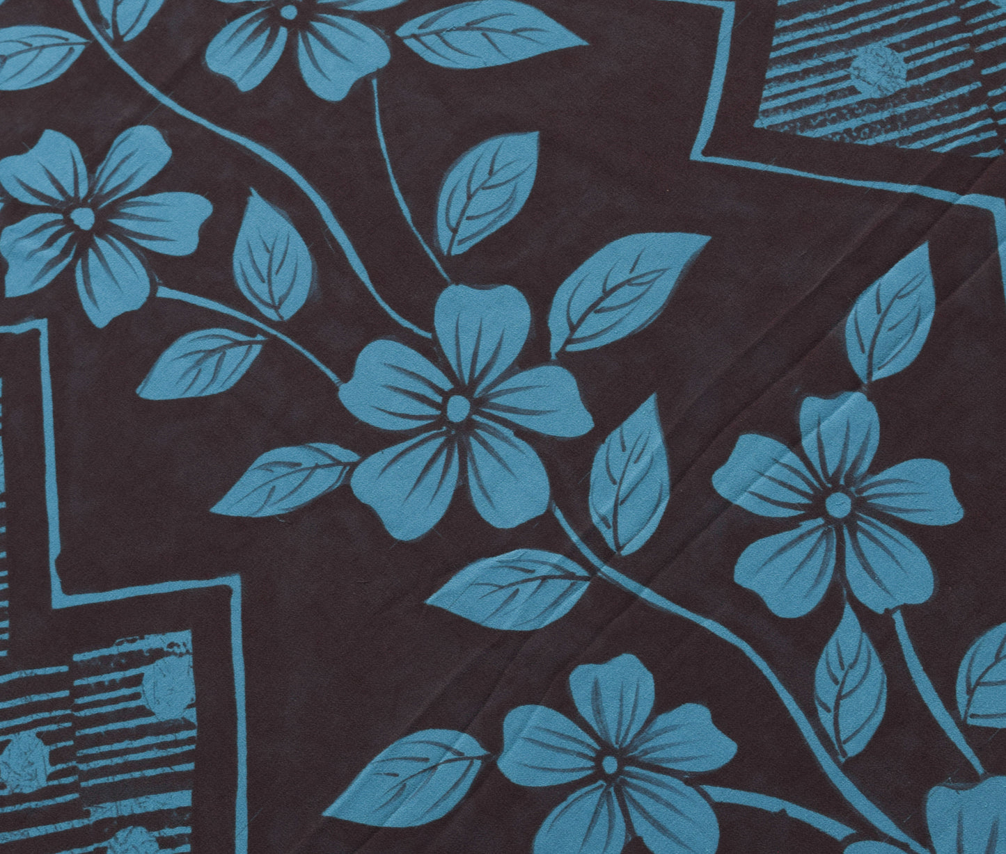 Sushila Vintage Black Floral Saree 100% Pure Georgette Silk Printed Craft Fabric