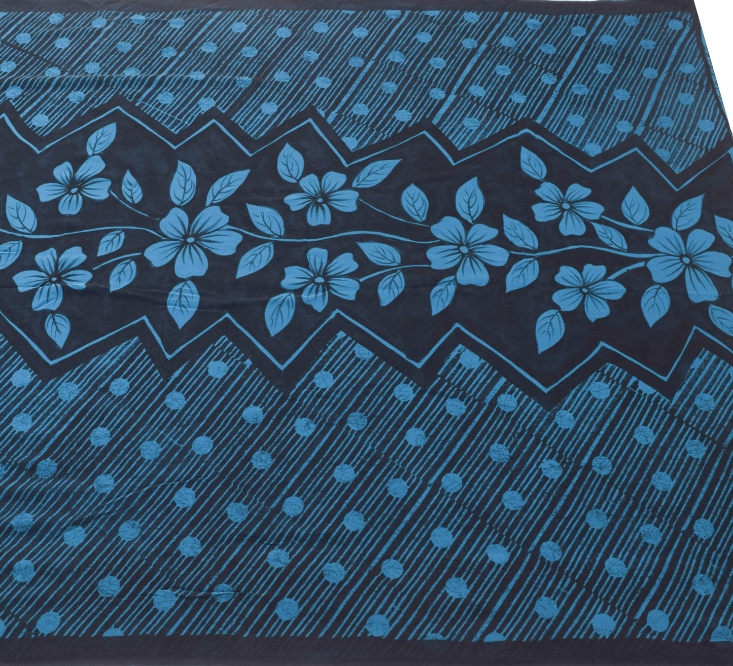 Sushila Vintage Black Floral Saree 100% Pure Georgette Silk Printed Craft Fabric