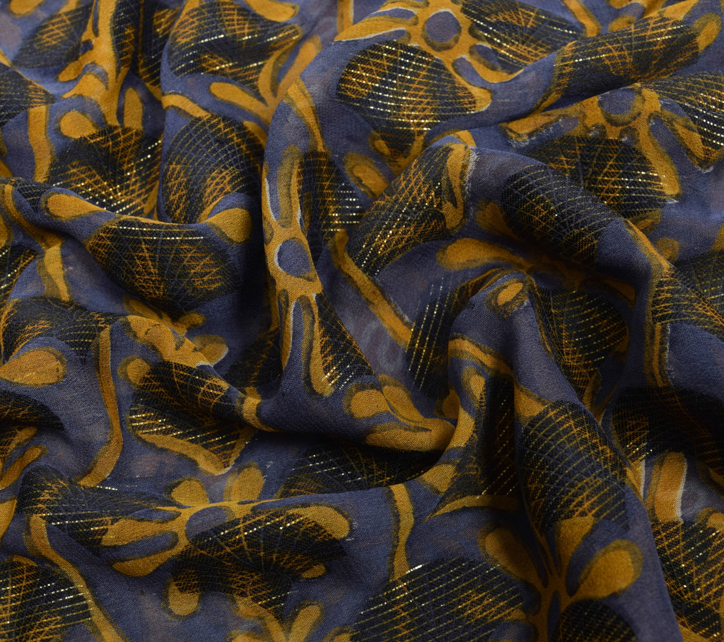 Sushila Vintage Saree 100% Pure Georgette Silk Printed & Woven Craft Fabric