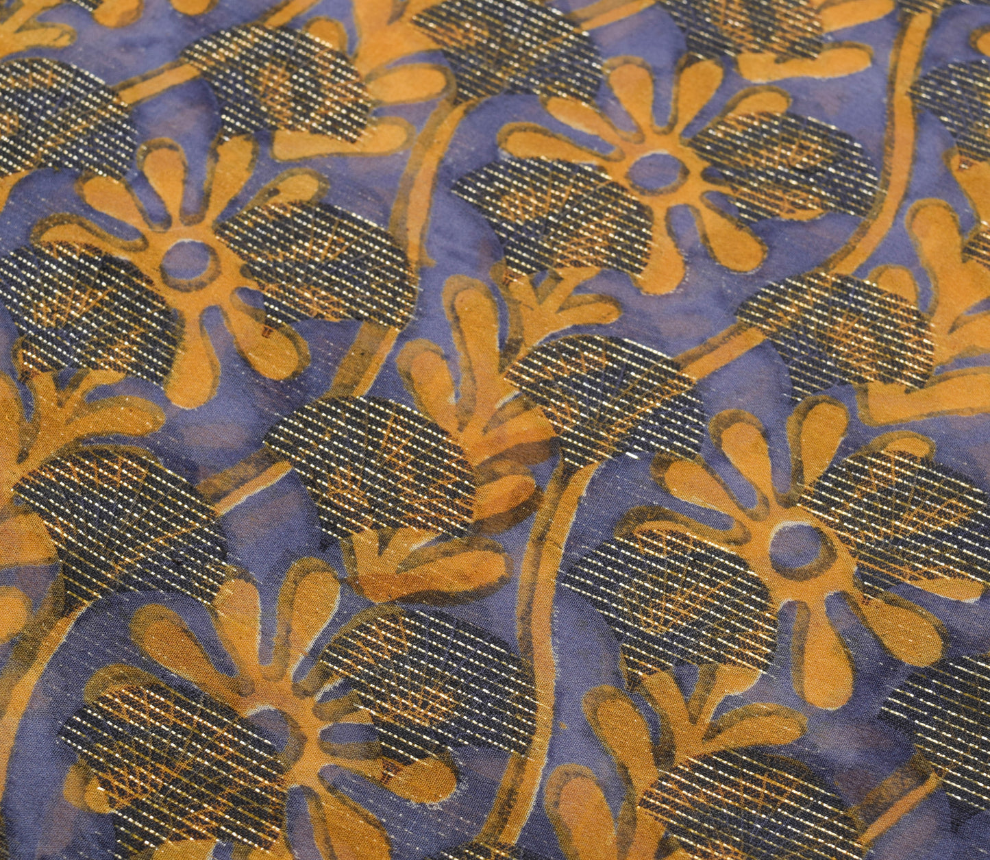 Sushila Vintage Saree 100% Pure Georgette Silk Printed & Woven Craft Fabric