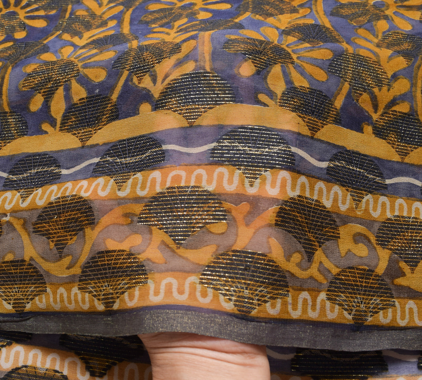 Sushila Vintage Saree 100% Pure Georgette Silk Printed & Woven Craft Fabric