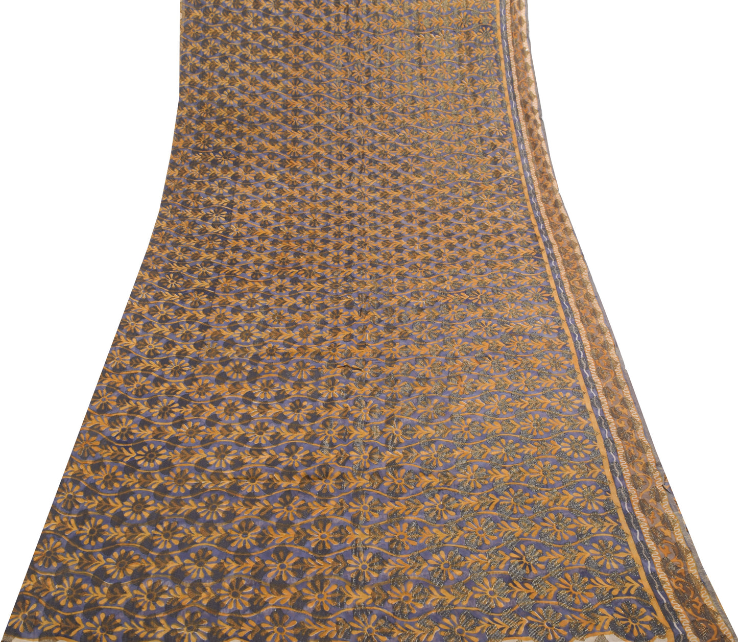 Sushila Vintage Saree 100% Pure Georgette Silk Printed & Woven Craft Fabric