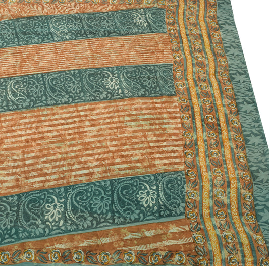 Sushila Vintage Floral Saree 100% Pure Georgette Silk Printed 5 YD Craft Fabric