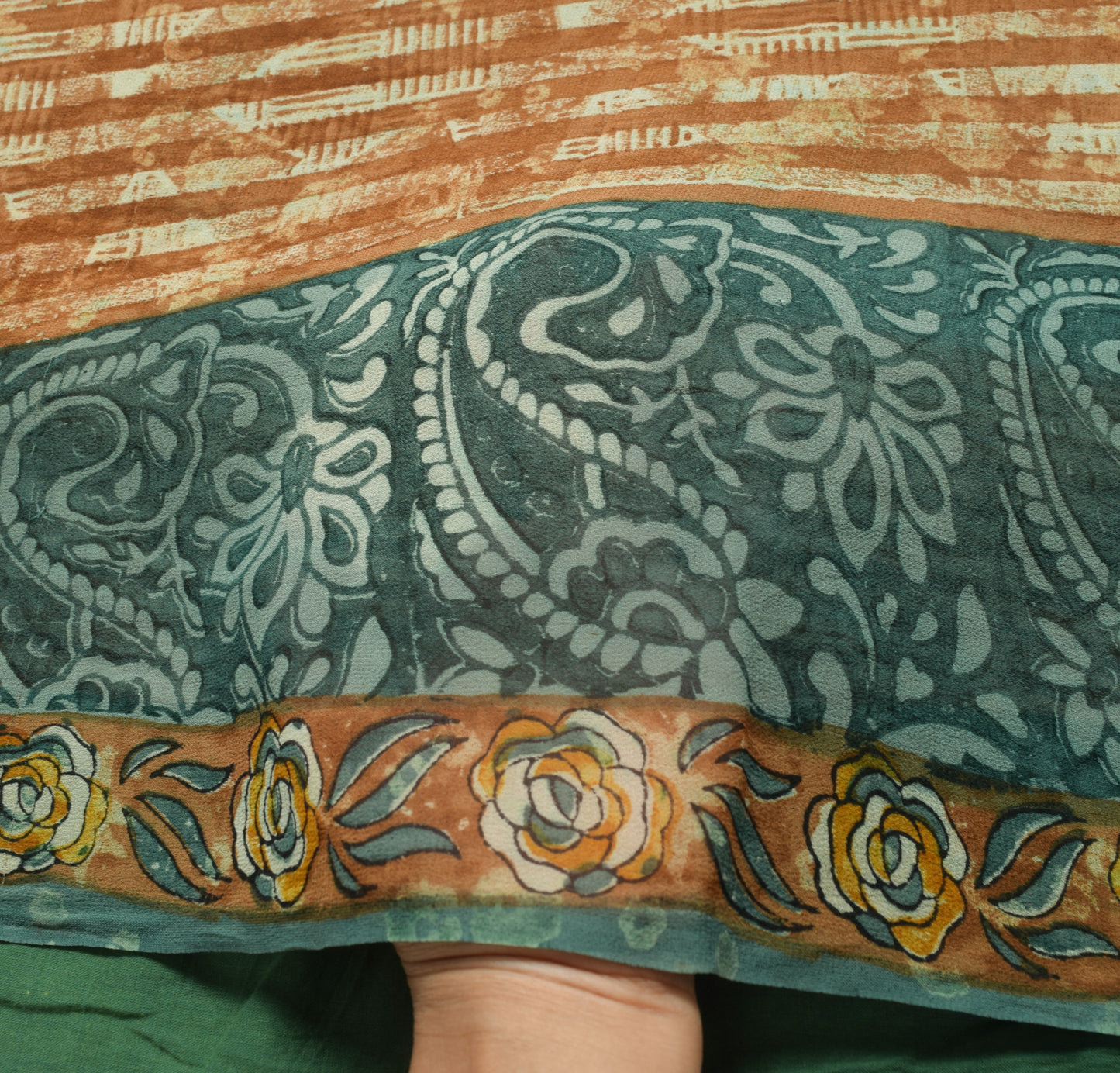 Sushila Vintage Floral Saree 100% Pure Georgette Silk Printed 5 YD Craft Fabric