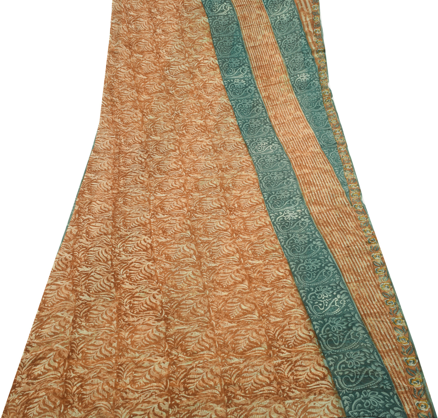 Sushila Vintage Floral Saree 100% Pure Georgette Silk Printed 5 YD Craft Fabric