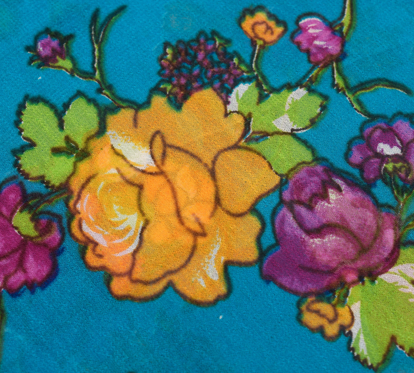 Sushila Vintage Saree 100% Pure Georgette Silk Printed Craft Blue Floral Fabric