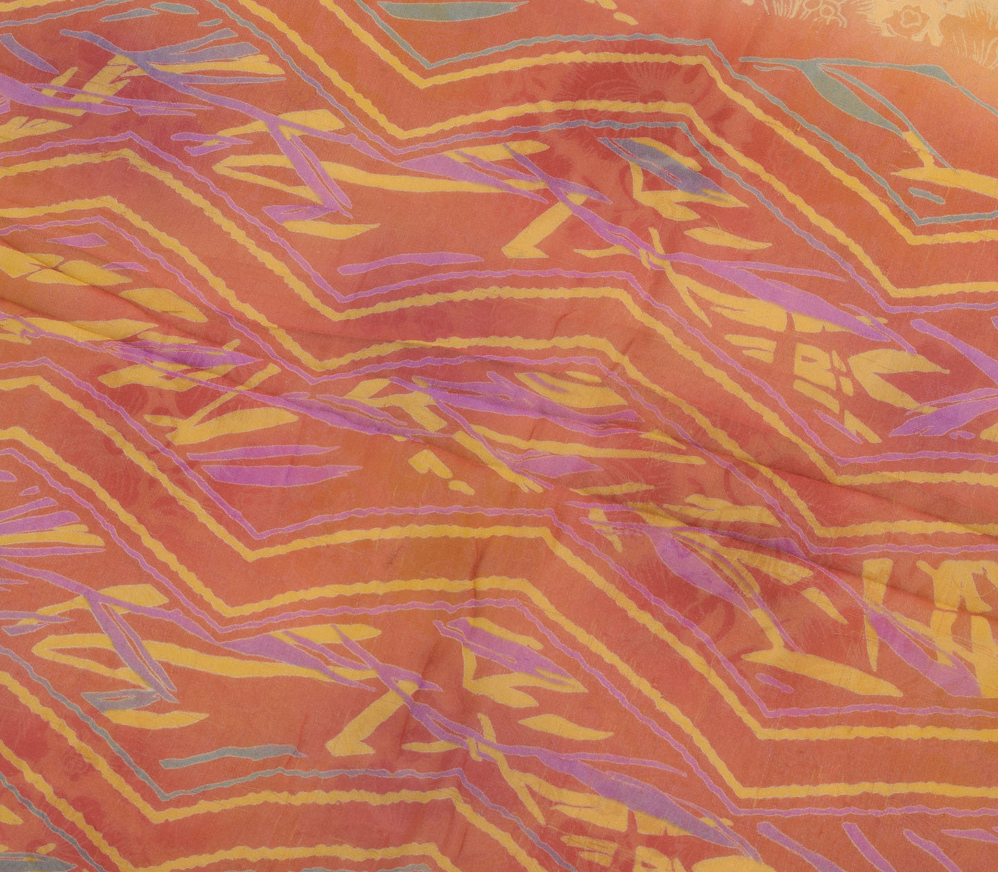 Sushila Vintage Peach Floral Saree 100% Pure Georgette Silk Printed Craft Fabric