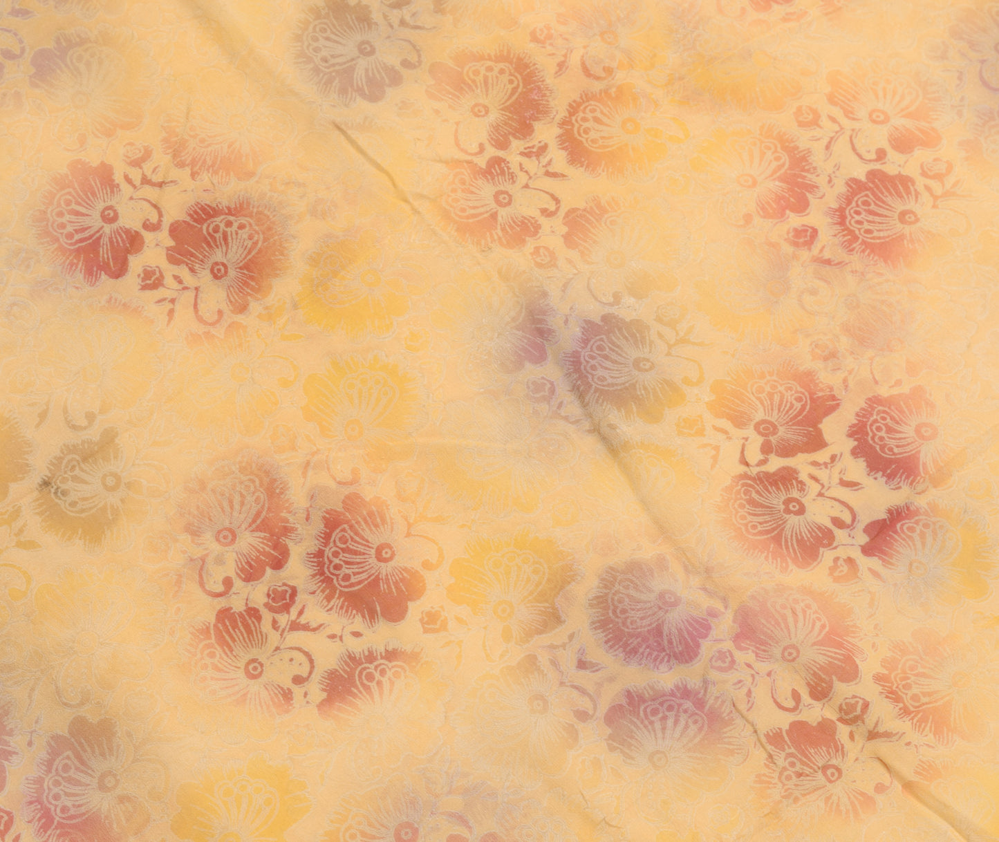 Sushila Vintage Peach Floral Saree 100% Pure Georgette Silk Printed Craft Fabric