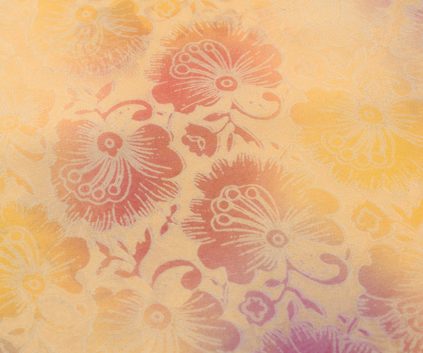 Sushila Vintage Peach Floral Saree 100% Pure Georgette Silk Printed Craft Fabric