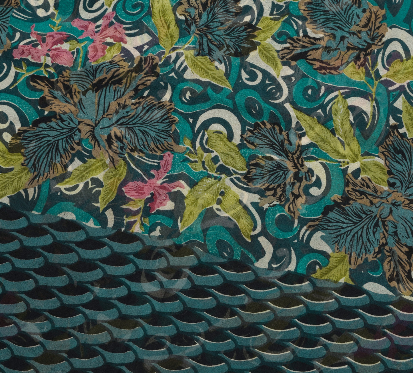 Sushila Vintage Saree 100% Pure Georgette Silk Printed Floral 5 YD Craft Fabric