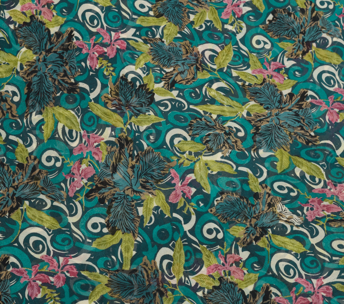 Sushila Vintage Saree 100% Pure Georgette Silk Printed Floral 5 YD Craft Fabric