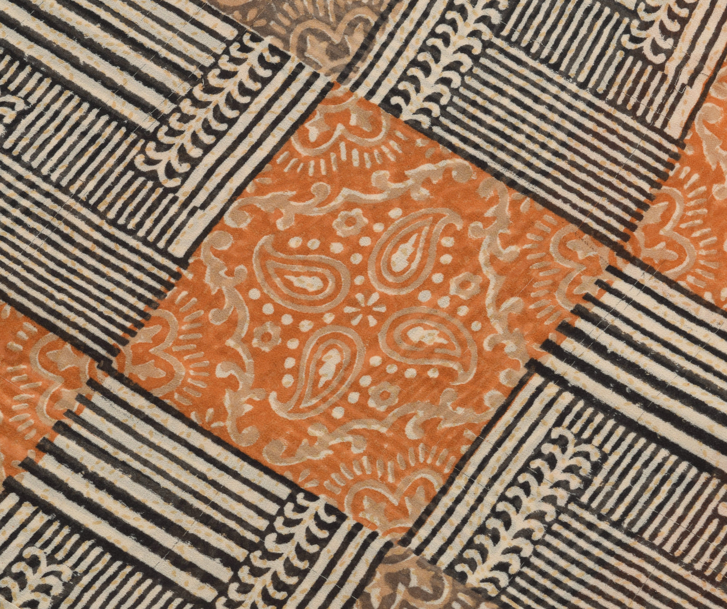 Sushila Vintage Saree 100% Pure Georgette Silk Hand Block Paisley Printed Fabric