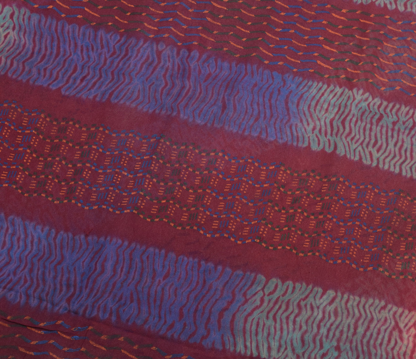 Sushila Vintage Dark Maroon Saree 100% Pure Georgette Silk Printed Craft Fabric