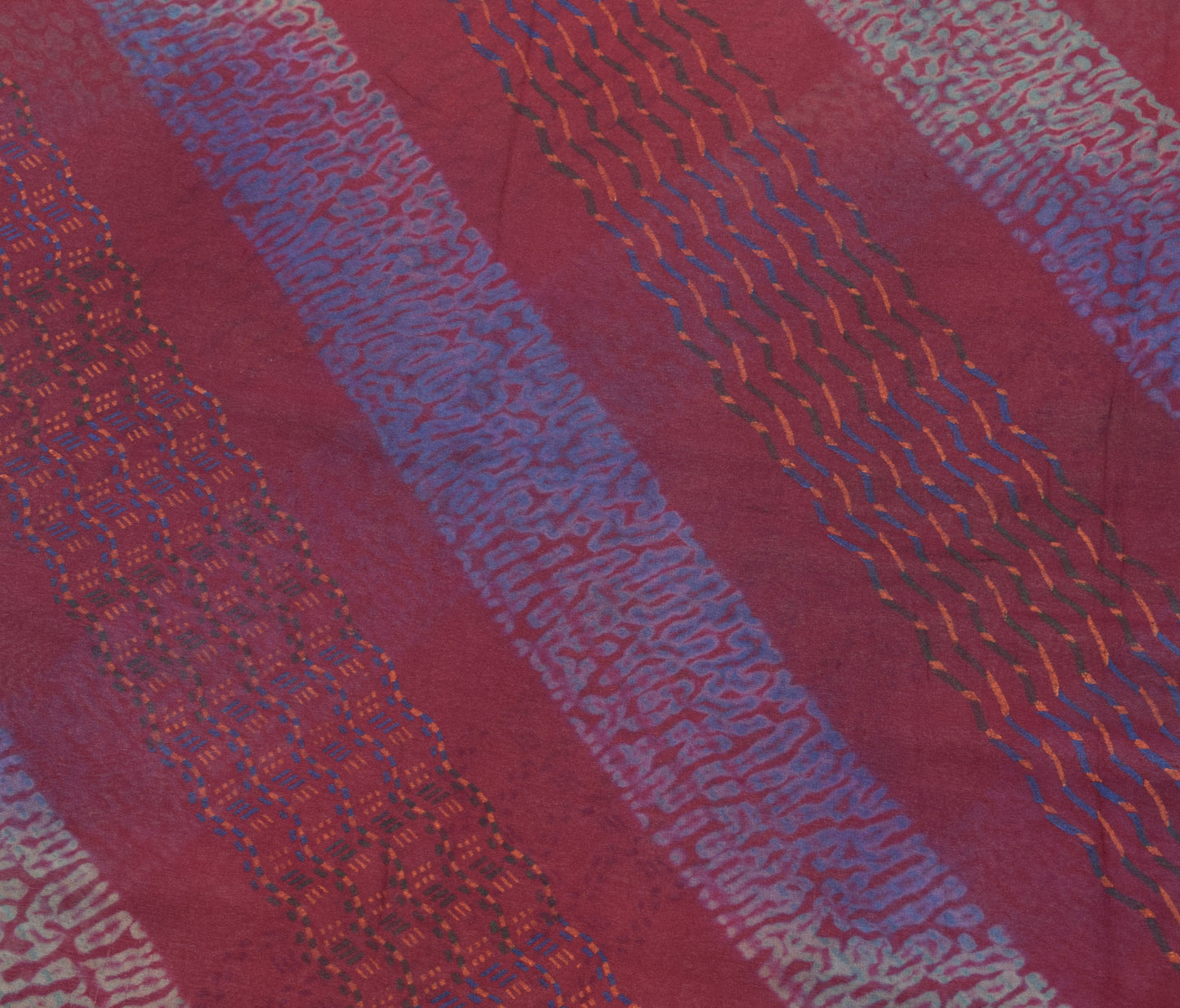 Sushila Vintage Dark Maroon Saree 100% Pure Georgette Silk Printed Craft Fabric