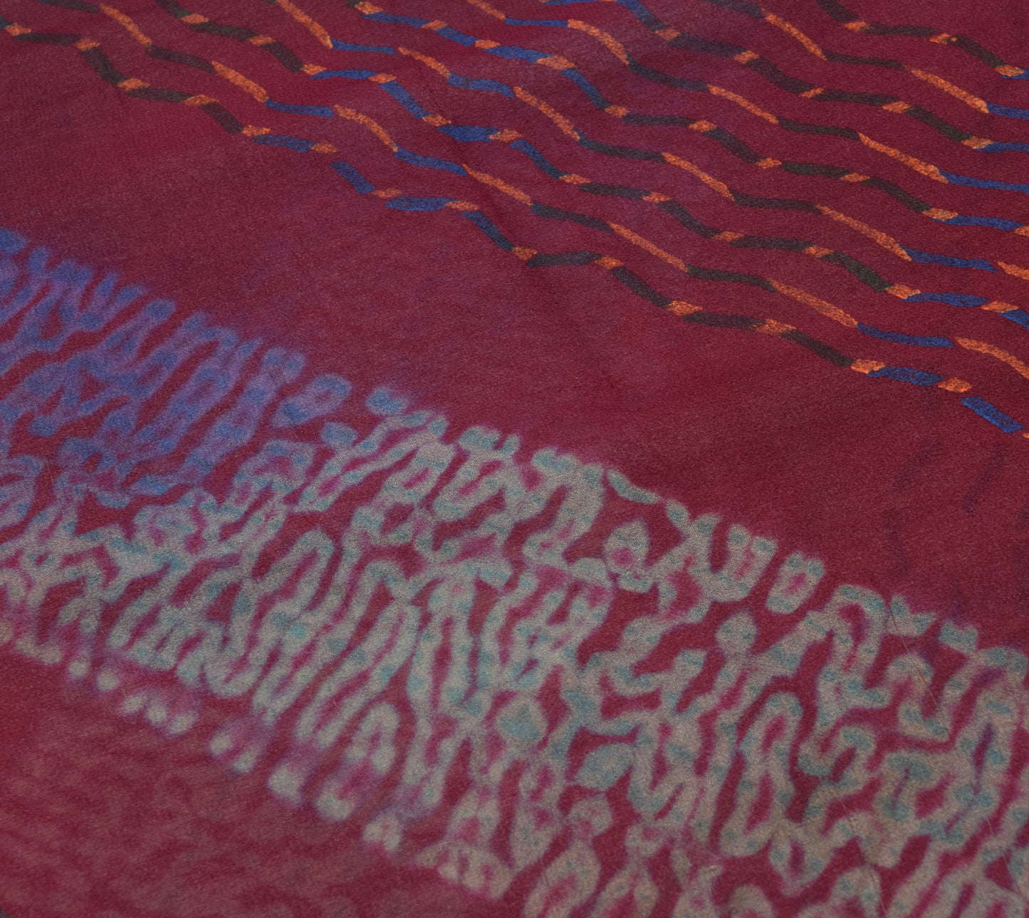 Sushila Vintage Dark Maroon Saree 100% Pure Georgette Silk Printed Craft Fabric