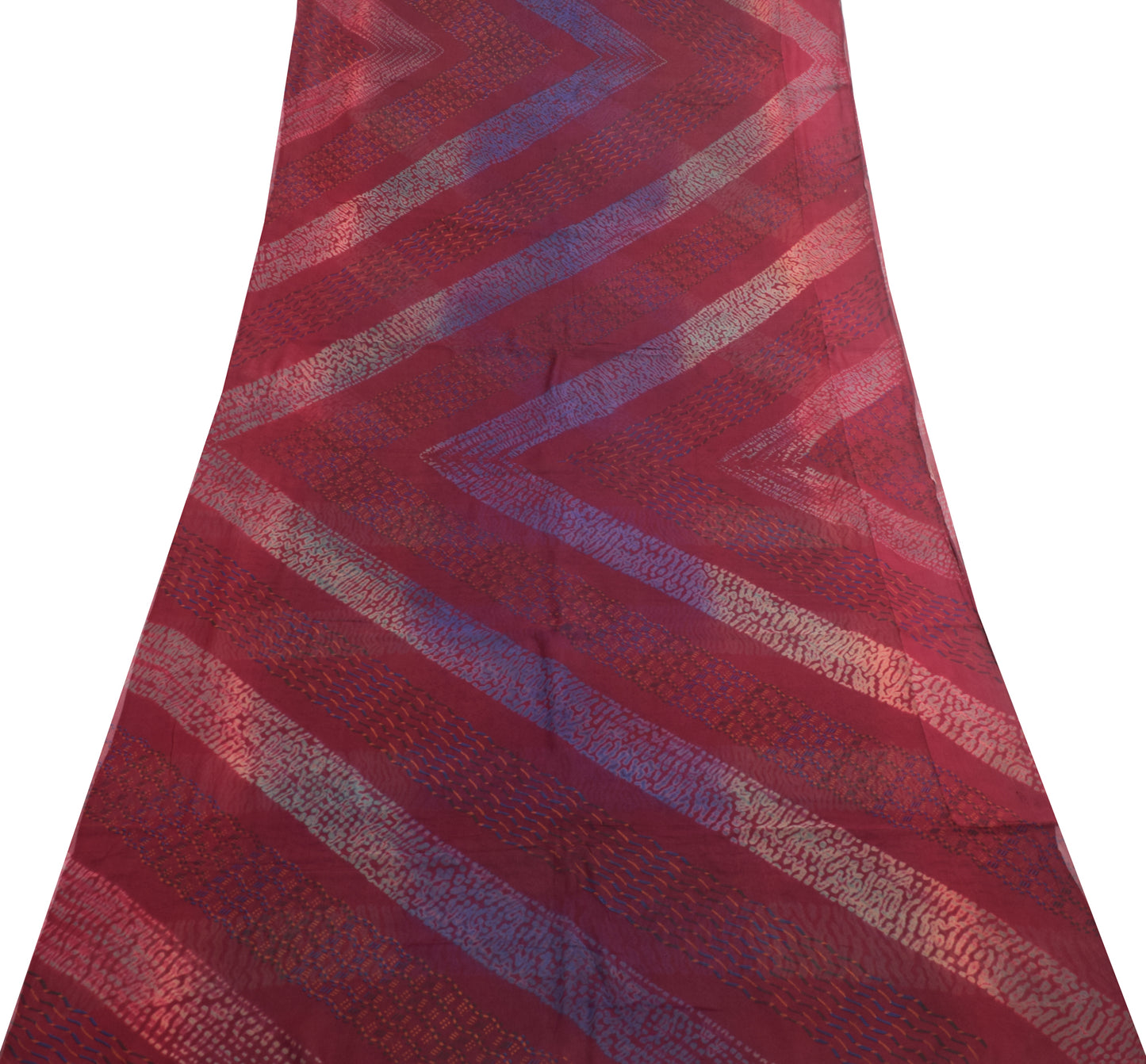 Sushila Vintage Dark Maroon Saree 100% Pure Georgette Silk Printed Craft Fabric