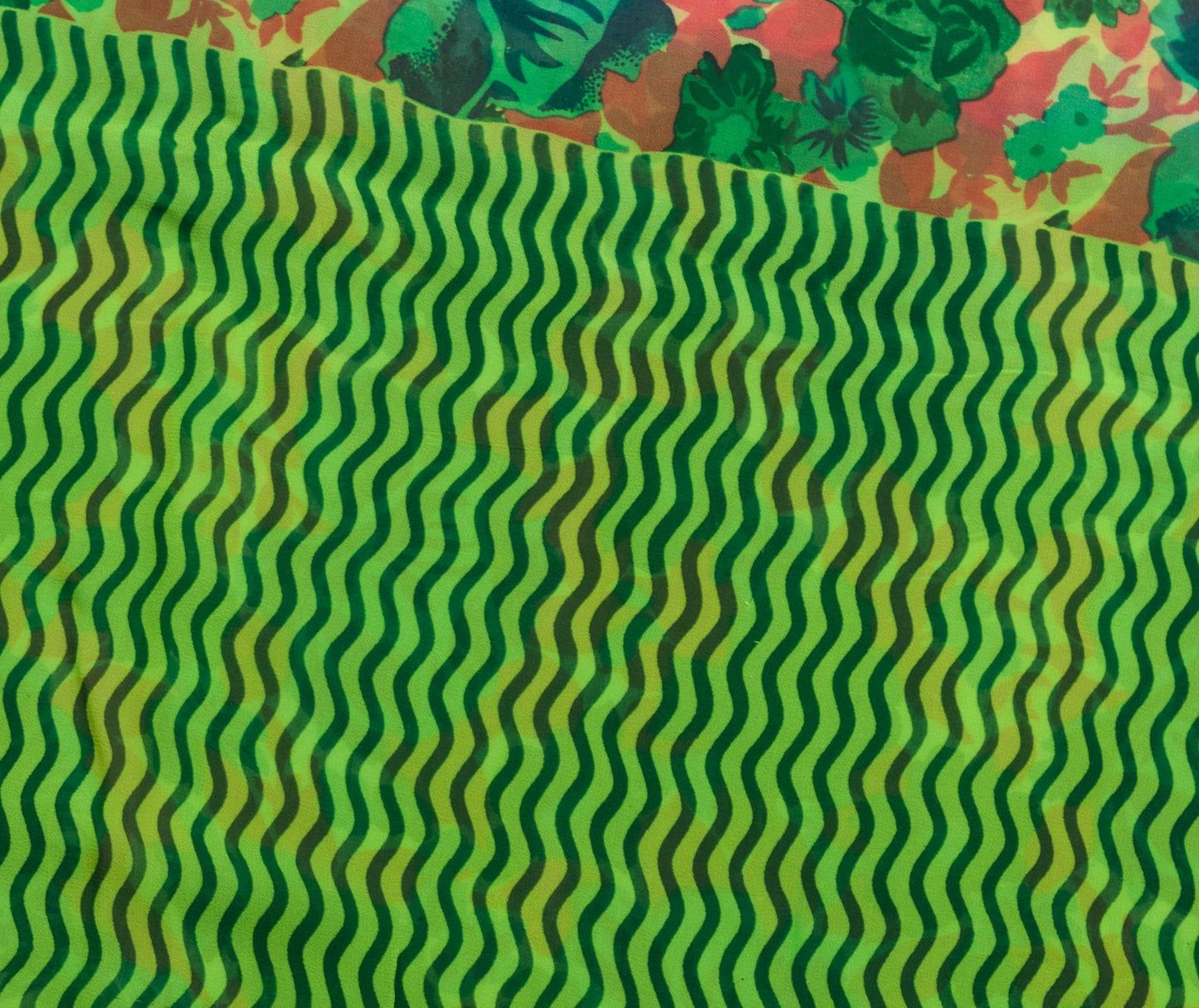 Sushila Vintage Green Saree 100%Pure Georgette Silk Printed&Woven Floral  Fabric