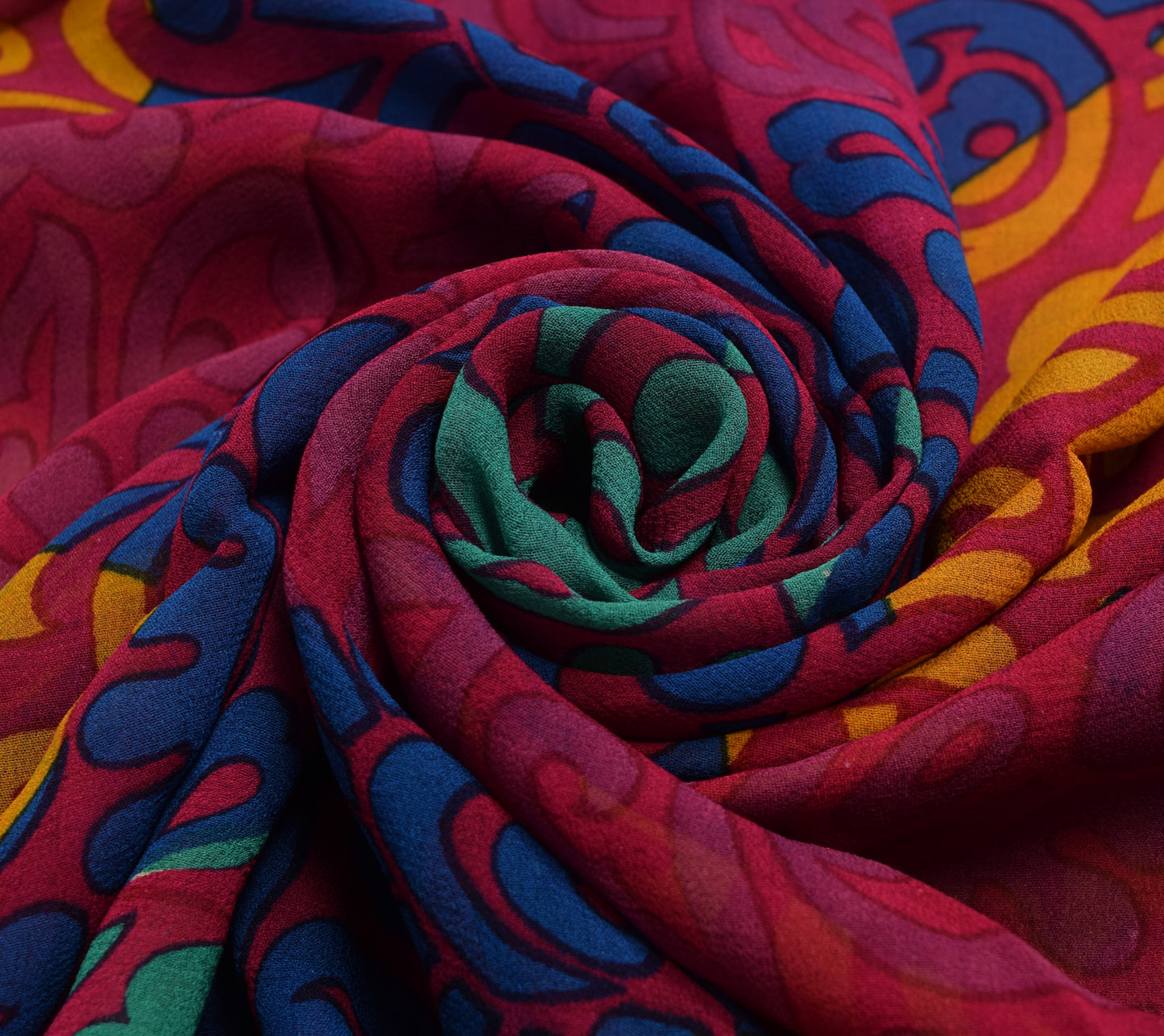 Sushila Vintage Magenta Saree 100% Pure Georgette Silk Printed 5 YD Craft Fabric