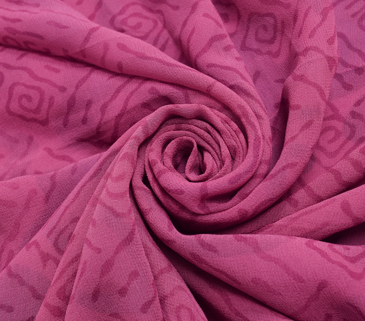 Sushila Vintage Pink Indian Saree 100% Pure Georgette Silk Printed Craft Fabric