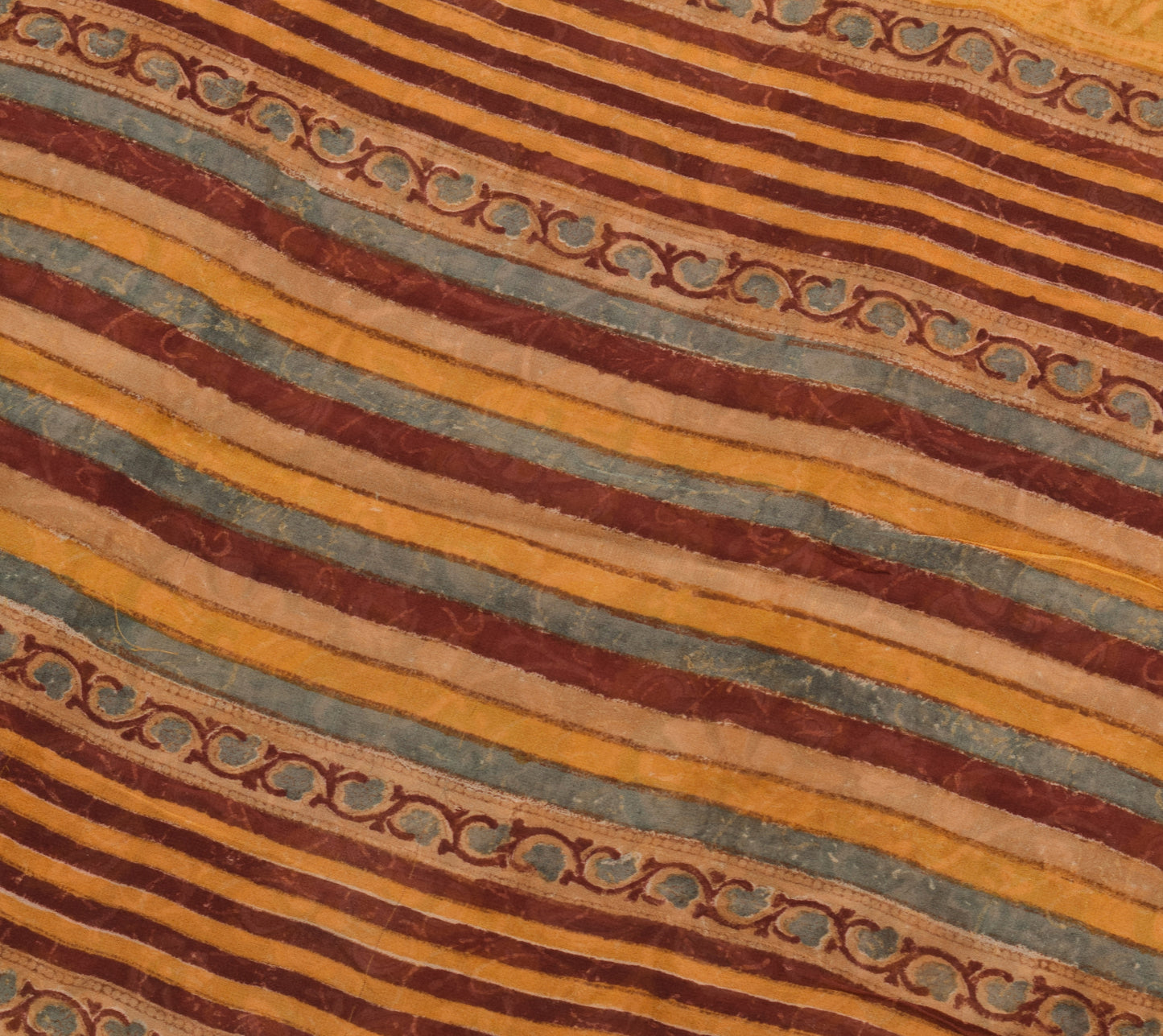 Sushila Vintage Saree 100% Pure Georgette Silk Maroon Hand Block Printed Fabric