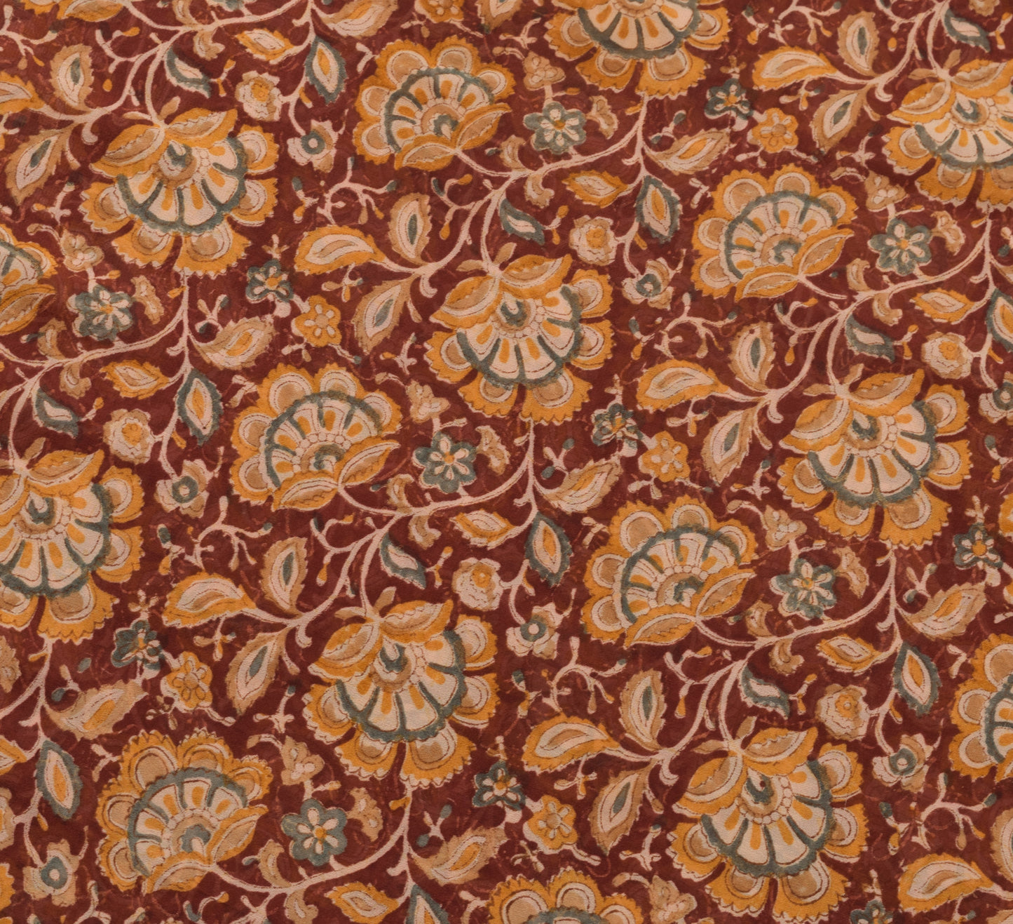 Sushila Vintage Saree 100% Pure Georgette Silk Maroon Hand Block Printed Fabric