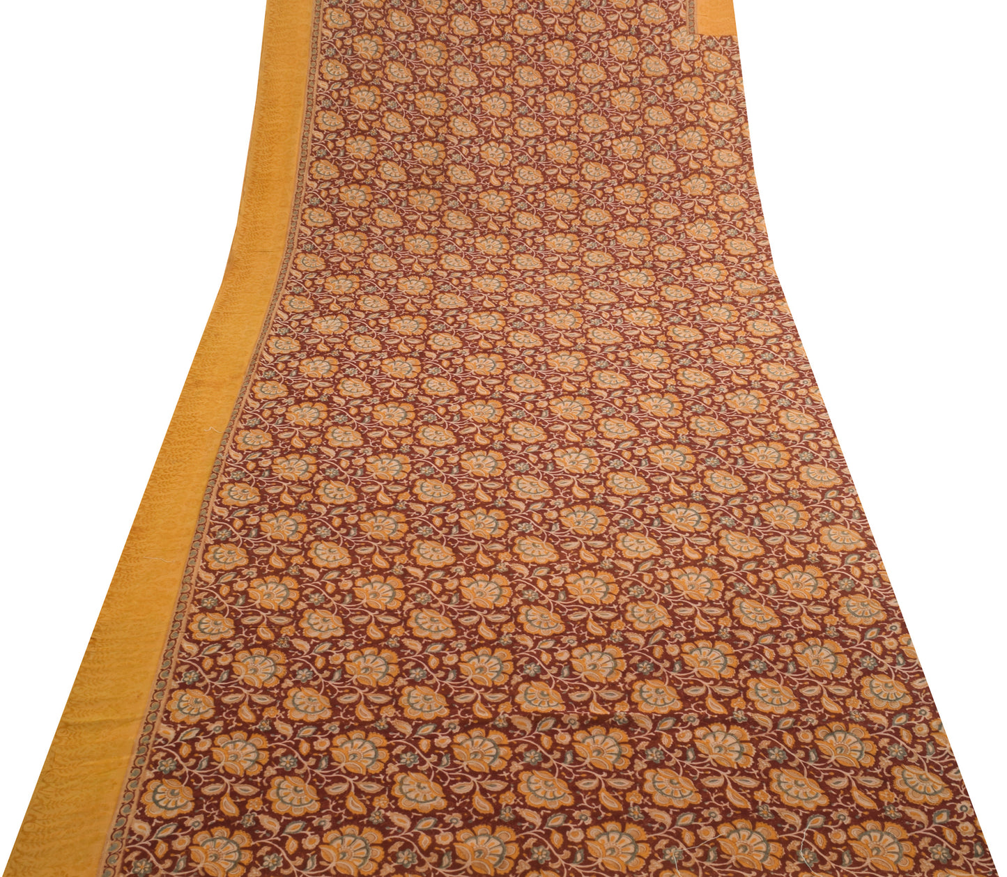 Sushila Vintage Saree 100% Pure Georgette Silk Maroon Hand Block Printed Fabric