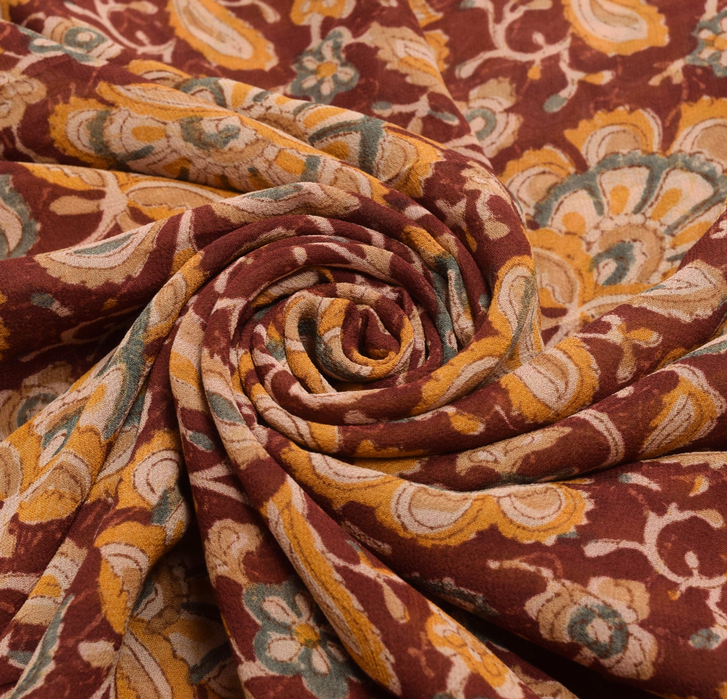 Sushila Vintage Saree 100% Pure Georgette Silk Maroon Hand Block Printed Fabric