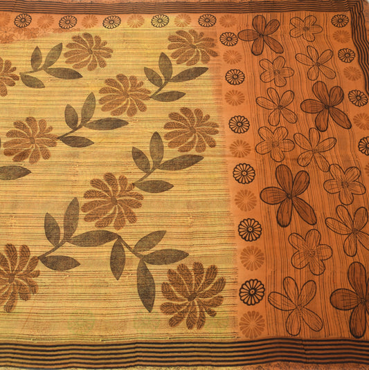 Sushila Vintage Yellow Branded Saree Pure Georgette Silk Printed Craft Fabric