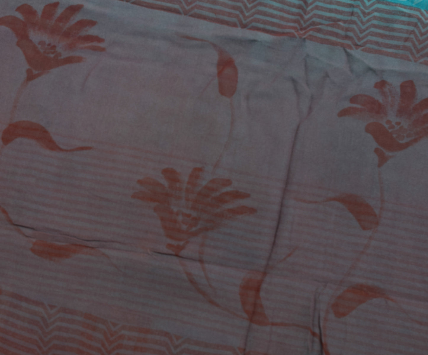 Sushila Vintage Aqua Blue Saree Pure Georgette Silk Printed Floral Craft Fabric