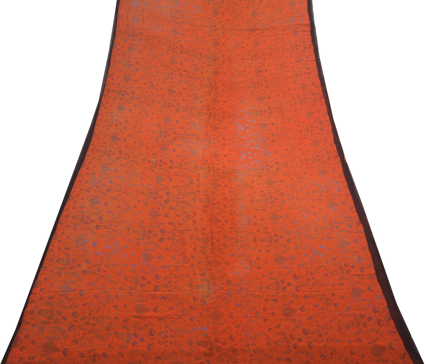 Sushila Vintage Orange Saree Pure Georgette Silk Printed Paisley Craft Fabric