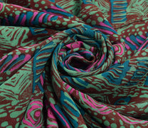 Sushila Vintage Maroon Indian Saree 100%Pure Georgette Silk Printed Craft Fabric