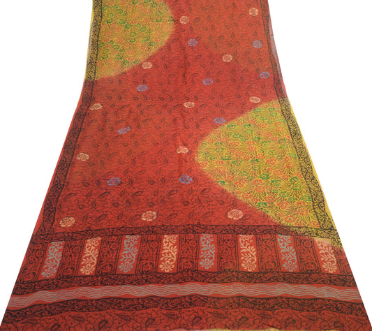 Sushila Vintage Maroon Saree 100% Pure Georgette Silk Hand Block Printed Fabric