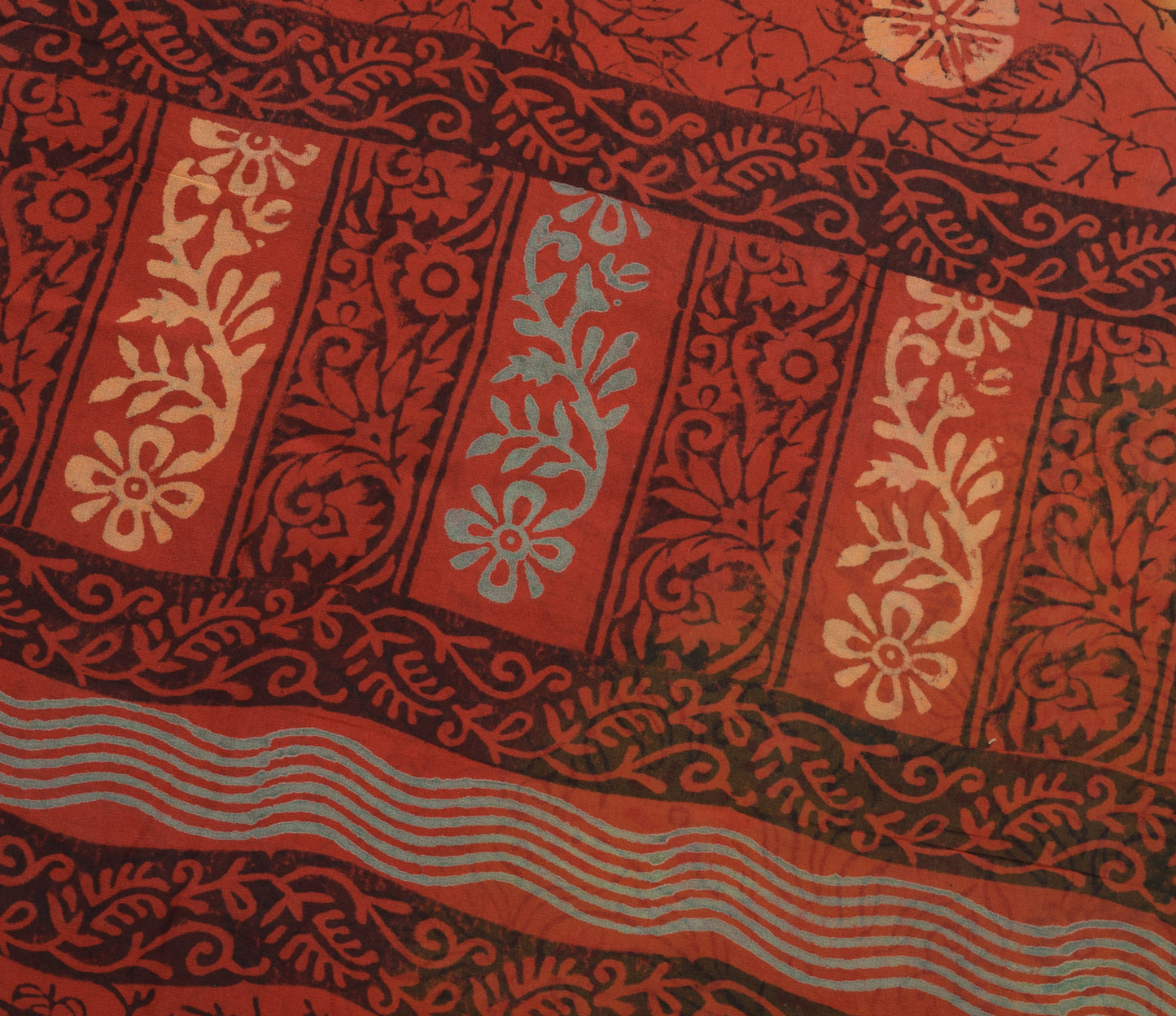 Sushila Vintage Maroon Saree 100% Pure Georgette Silk Hand Block Printed Fabric